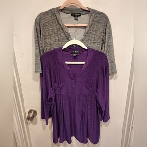Elie McCarthy Lot Of 2 Women's Slinky Tunic Tops Sz 3X Casual Travel Career